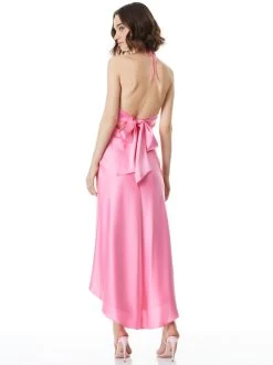 RAYNI HALTER NECK HIGH LOW MIDI DRESS