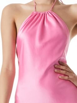 RAYNI HALTER NECK HIGH LOW MIDI DRESS -Alice And Olivia CC211207507D650 04