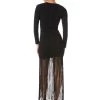 KATHERINA LONG SLEEVE DRESS WITH FRINGE