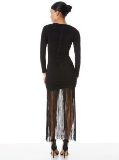 KATHERINA LONG SLEEVE DRESS WITH FRINGE