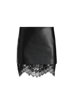 RUBI VEGAN LEATHER LACE TRIM MINI SKIRT -Alice And Olivia CC211J16301A001 06
