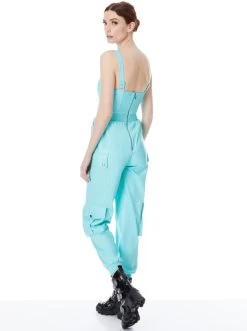 FRIDA VEGAN LEATHER BUSTIER CARGO JUMPSUIT