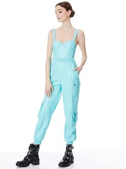 FRIDA VEGAN LEATHER BUSTIER CARGO JUMPSUIT -Alice And Olivia CC301J16805N442 05