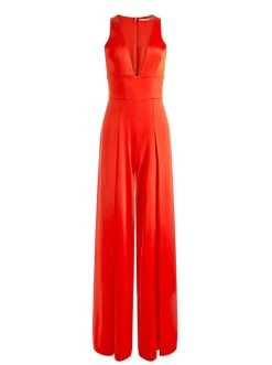 MYRTLE DEEP V-NECK WIDE LEG JUMPSUIT -Alice And Olivia CC302206804B622 06