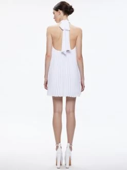 AVIANA HALTERNECK SUNBURST PLEAT MINI DRESS