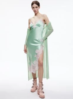 KERR LACE TRIM ASYMMETRICAL SLIP MIDI DRESS -Alice And Olivia CC304A50503A334 05