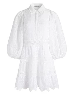 BLAKESLEY BLOUSON SLEEVE EYELET MINI DRESS -Alice And Olivia CC304D03527A100 06