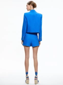 DENNY LINEN CROPPED NOTCH COLLAR BLAZER