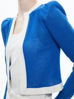 TRINA STRUCTURED SHOULDER CROPPED CARDIGAN -Alice And Olivia CC305546702F438 04