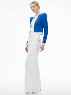 TRINA STRUCTURED SHOULDER CROPPED CARDIGAN -Alice And Olivia CC305546702F438 05