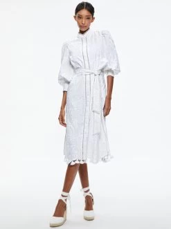 SHANLEY EMBROIDERED BUTTON FRONT MIDI DRESS 8 SHANLEY EMBROIDERED BUTTON FRONT MIDI DRESS -Alice And Olivia CC305D14533A100 03