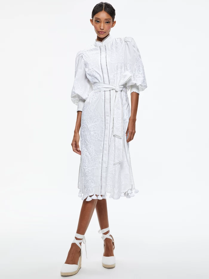 SHANLEY EMBROIDERED BUTTON FRONT MIDI DRESS 4 SHANLEY EMBROIDERED BUTTON FRONT MIDI DRESS - Image 2