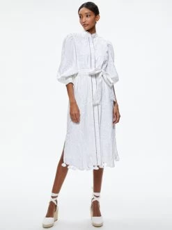 SHANLEY EMBROIDERED BUTTON FRONT MIDI DRESS 10 SHANLEY EMBROIDERED BUTTON FRONT MIDI DRESS -Alice And Olivia CC305D14533A100 05