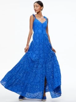 SHANTI EYELET BUTTON FRONT TIERED DRESS -Alice And Olivia CC305K01537Y400 05