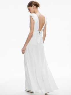 VANNA V-NECK RUFFLE SLEEVE MAXI DRESS