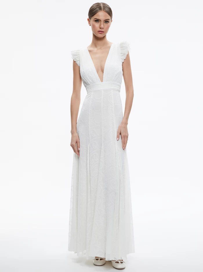 VANNA V-NECK RUFFLE SLEEVE MAXI DRESS 4 VANNA V-NECK RUFFLE SLEEVE MAXI DRESS - Image 2