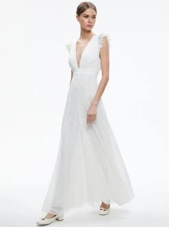 VANNA V-NECK RUFFLE SLEEVE MAXI DRESS 12 VANNA V-NECK RUFFLE SLEEVE MAXI DRESS -Alice And Olivia CC305K13508A100 05