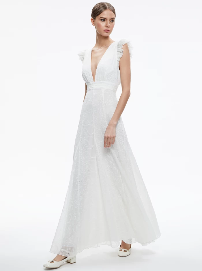 VANNA V-NECK RUFFLE SLEEVE MAXI DRESS 6 VANNA V-NECK RUFFLE SLEEVE MAXI DRESS - Image 4