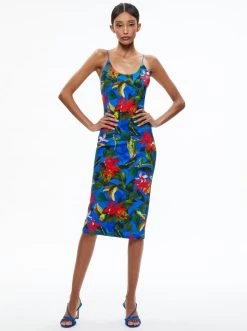 DELORA SPAGHETTI STRAP FITTED MIDI DRESS -Alice And Olivia CC305P07520Q432 05