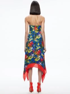 KAYSON V-NECK HANDKERCHIEF HEM DRESS