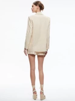 DENNY LINEN NOTCH COLLAR BOYFRIEND BLAZER