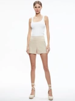 DONALD LINEN HIGH WAISTED SHORT 9 DONALD LINEN HIGH WAISTED SHORT -Alice And Olivia CC305R06606A301 03