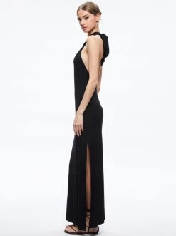 AMAYA HALTER NECK HIGH SLIT DRESS -Alice And Olivia CC306066505A001 03