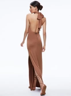 AMAYA HALTER NECK HIGH SLIT DRESS