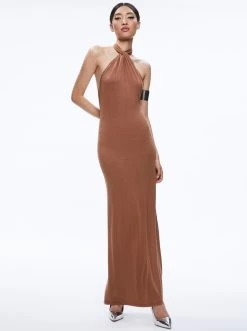 AMAYA HALTER NECK HIGH SLIT DRESS 10 AMAYA HALTER NECK HIGH SLIT DRESS -Alice And Olivia CC306066505Z940 05