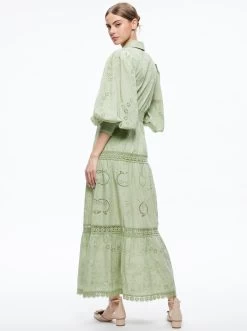 LILLY COLLARED EYELET MAXI DRESS