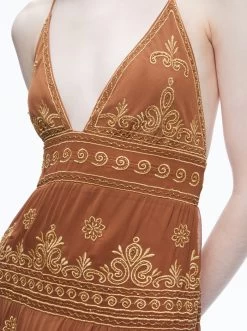 KAROLINA EMBROIDERED HALTER NECK MAXI DRESS -Alice And Olivia CC306E07523B261 04