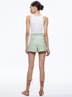 CONRY VEGAN LEATHER PLEATED CUFF SHORT