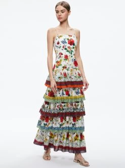 VALENCIA SPAGHETTI STRAP MAXI DRESS -Alice And Olivia CC306P21518W117 05