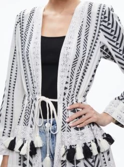 TALIA DRAWSTRING TIERED TASSEL KIMONO -Alice And Olivia CC306Q05203U113 04