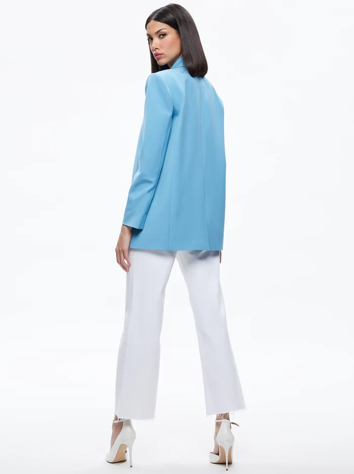 SHAN STRONG SHOULDER RUCHED SLEEVE BLAZER 3 SHAN STRONG SHOULDER RUCHED SLEEVE BLAZER