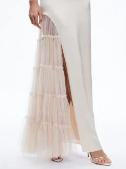 RYN SLIT TULLE PANEL MAXI DRESS 10 RYN SLIT TULLE PANEL MAXI DRESS -Alice And Olivia CC307205519ZA81 04