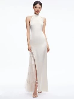 RYN SLIT TULLE PANEL MAXI DRESS 11 RYN SLIT TULLE PANEL MAXI DRESS -Alice And Olivia CC307205519ZA81 05