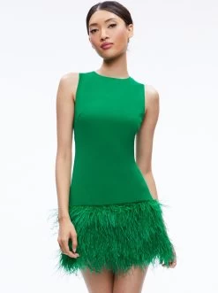 COLEY FEATHER TRIM MINI DRESS -Alice And Olivia CC307801520S301 03
