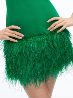 COLEY FEATHER TRIM MINI DRESS -Alice And Olivia CC307801520S301 04
