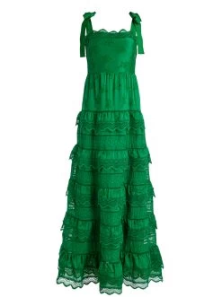 VEGA EYELET TIERED MAXI DRESS -Alice And Olivia CC307K12525S301 06