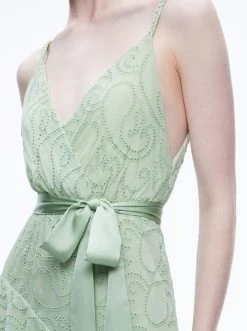 EMELIA V-NECK EYELET RUFFLE MAXI DRESS -Alice And Olivia CC307K13517D334 04