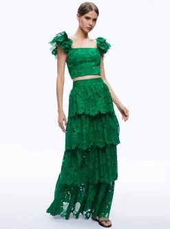 JIA EYELET TIERED RUFFLE MAXI SKIRT -Alice And Olivia CC307L11301S301 05