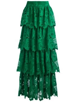JIA EYELET TIERED RUFFLE MAXI SKIRT -Alice And Olivia CC307L11301S301 06