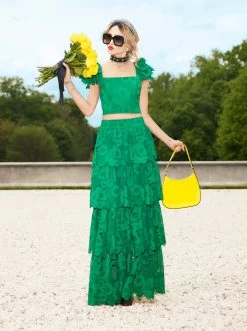 JIA EYELET TIERED RUFFLE MAXI SKIRT -Alice And Olivia CC307L11301S301 07