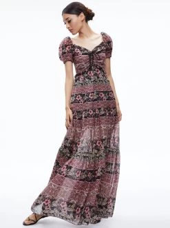 ANDREA PUFF SLEEVE MAXI DRESS -Alice And Olivia CC307P35507G691 05
