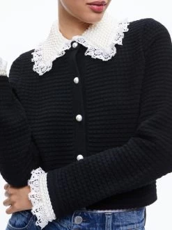 NOELLA EMBELLISHED COLLARED CARDIGAN -Alice And Olivia CC307S03700A001 04