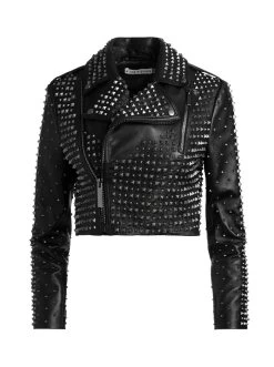 KRISHNA CROPPED MOTO LEATHER JACKET -Alice And Olivia CC308H06214A001 06