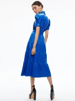 MIRANDA VEGAN LEATHER TIERED DRESS