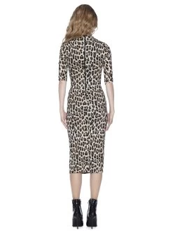 DELORA FITTED MOCK NECK MIDI DRESS