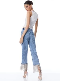 AMAZING CRYSTAL EMBELLISHED HEM JEAN